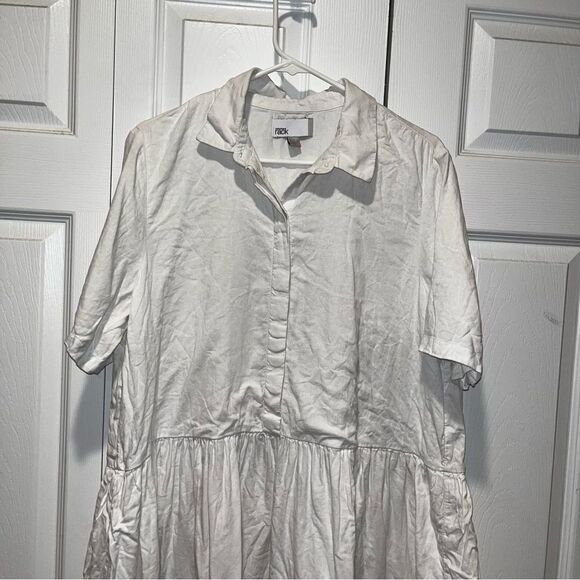 Nordstrom Linen Blend Collared dress in White Womens Size Large - Picture 4 of 6